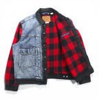 Levi's PREMIUM 2ndタイプ ハイブリッド トラッカージャケット ビッグE デニムジャケット M プリーツ 再構築 バッファローチェック フランネル TYPE II HYBRID 77382-0000