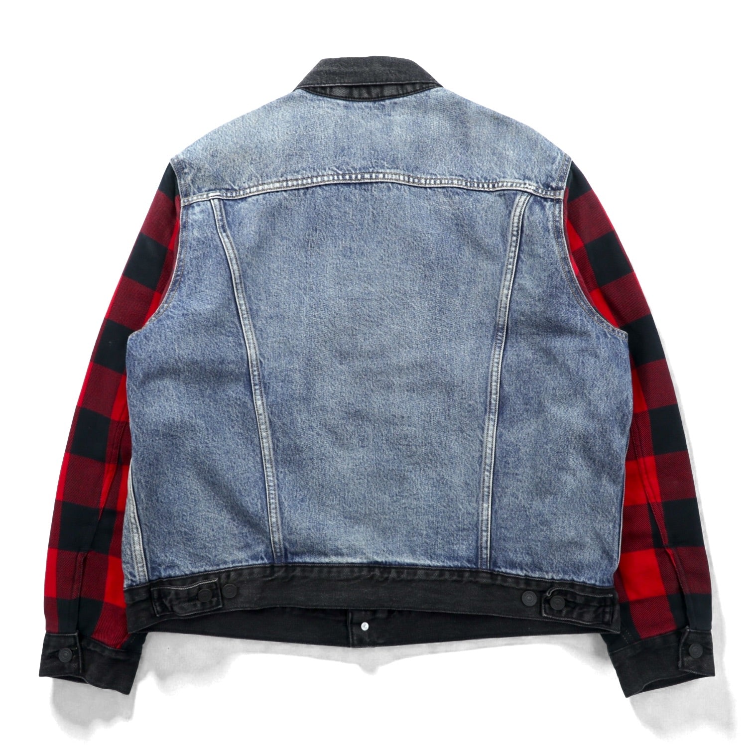 Levi's PREMIUM 2ndタイプ ハイブリッド トラッカージャケット ビッグE デニムジャケット M プリーツ 再構築 バッファローチェック フランネル TYPE II HYBRID 77382-0000