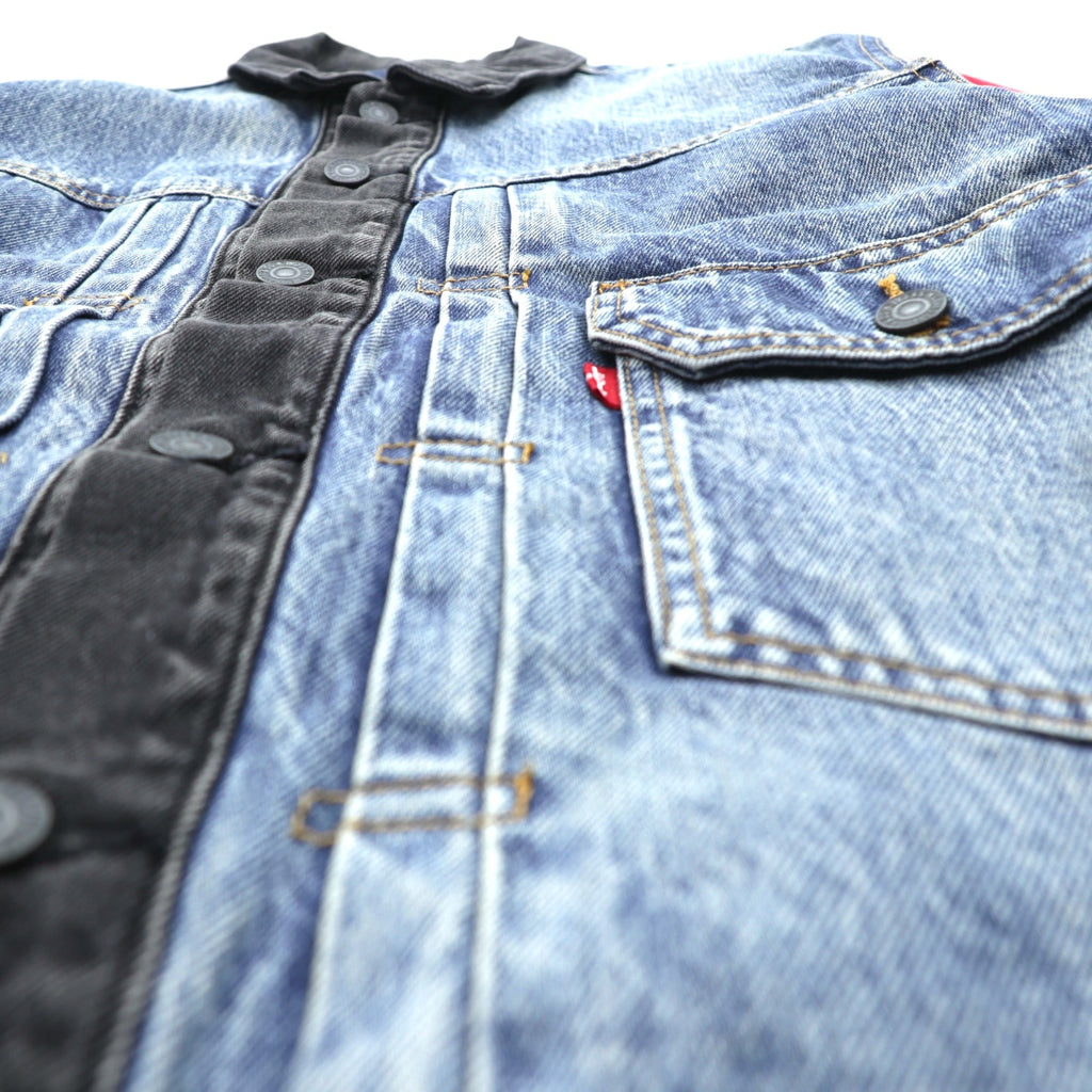 Levi's PREMIUM 2ndタイプ ハイブリッド トラッカージャケット ビッグE デニムジャケット M プリーツ 再構築 バッファローチェック フランネル TYPE II HYBRID 77382-0000