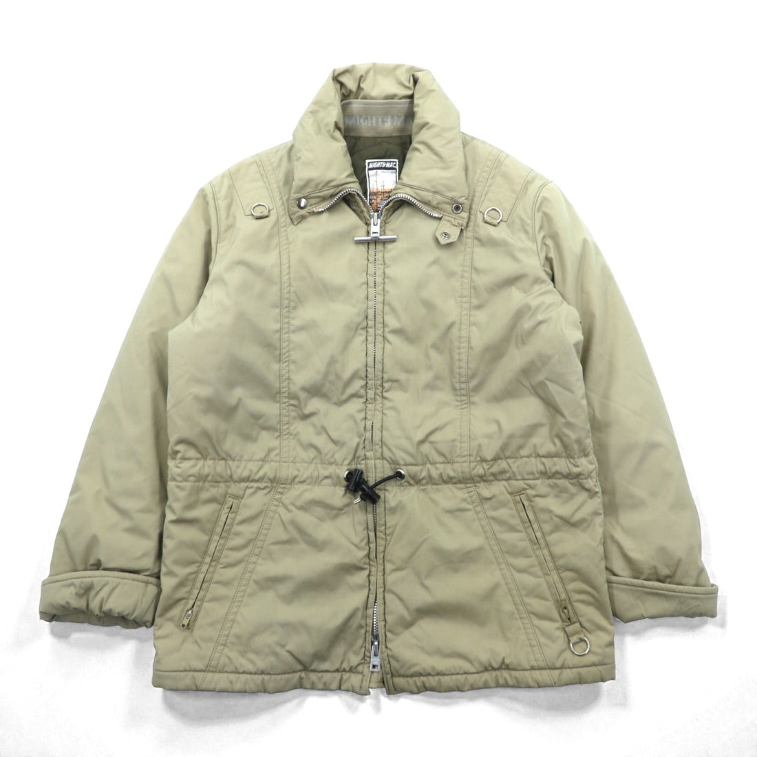 MIGHTY MAC 70s Made in USA Vintage T-Zip Goose Down Jacket, XL, Beige, Waist Drawcord