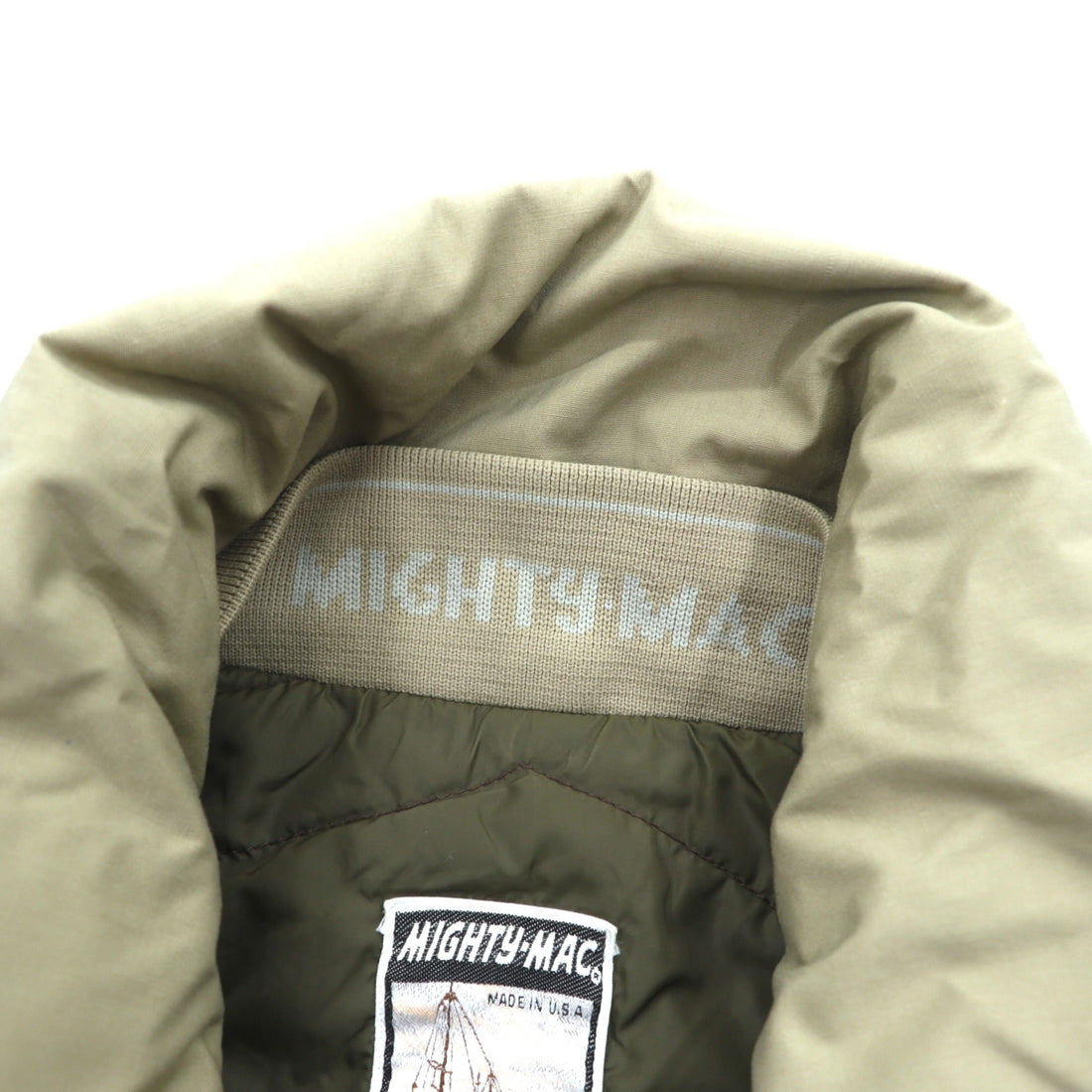 MIGHTY MAC 70s Made in USA Vintage T-Zip Goose Down Jacket, XL, Beige, Waist Drawcord