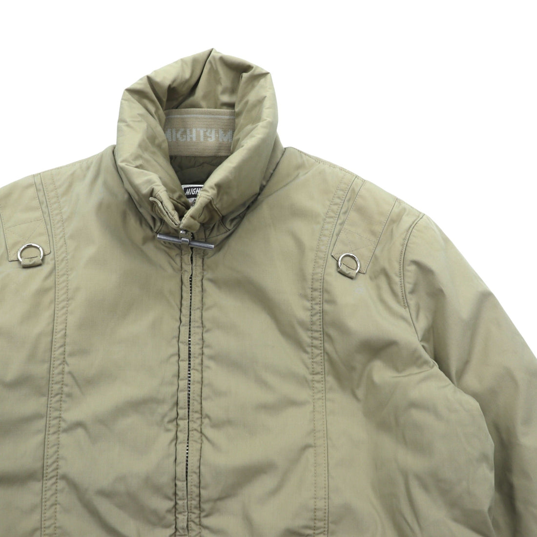 MIGHTY MAC 70s Made in USA Vintage T-Zip Goose Down Jacket, XL, Beige, Waist Drawcord