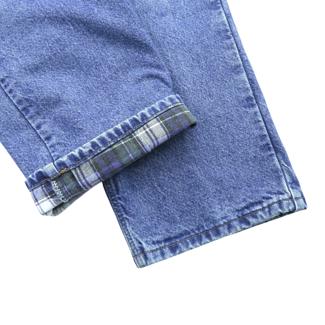 Carhartt 90s Relaxed Fit Flannel Lined Denim Pants, Jeans, XL, Indigo, Check Lining, Light Wash
