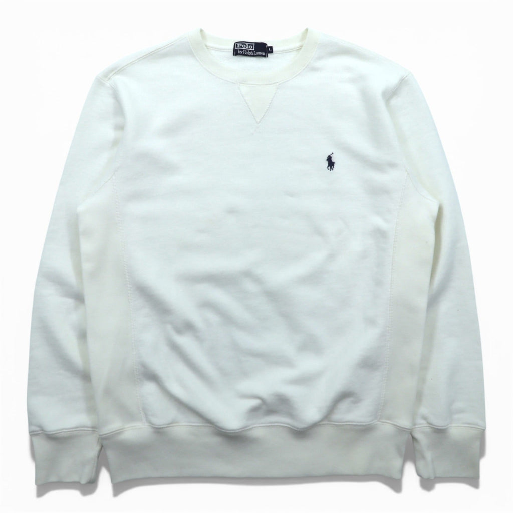 Polo Ralph Lauren 90年代 前V リバースウィーブ スウェット トレーナー L ホワイト スモールポニー刺繍