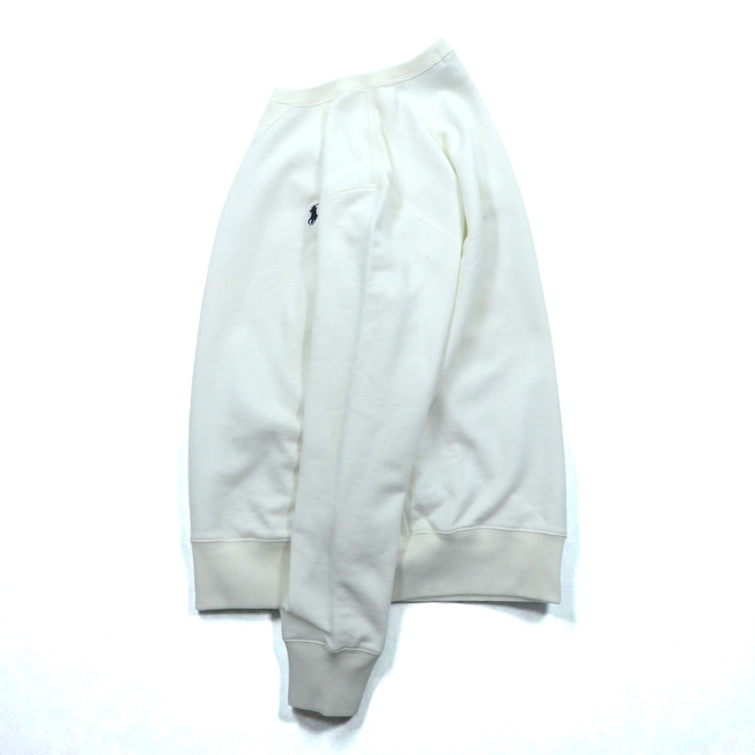 Polo Ralph Lauren 90s Front V Reverse Weave Sweatshirt, Size L, White, Small Pony Embroidery