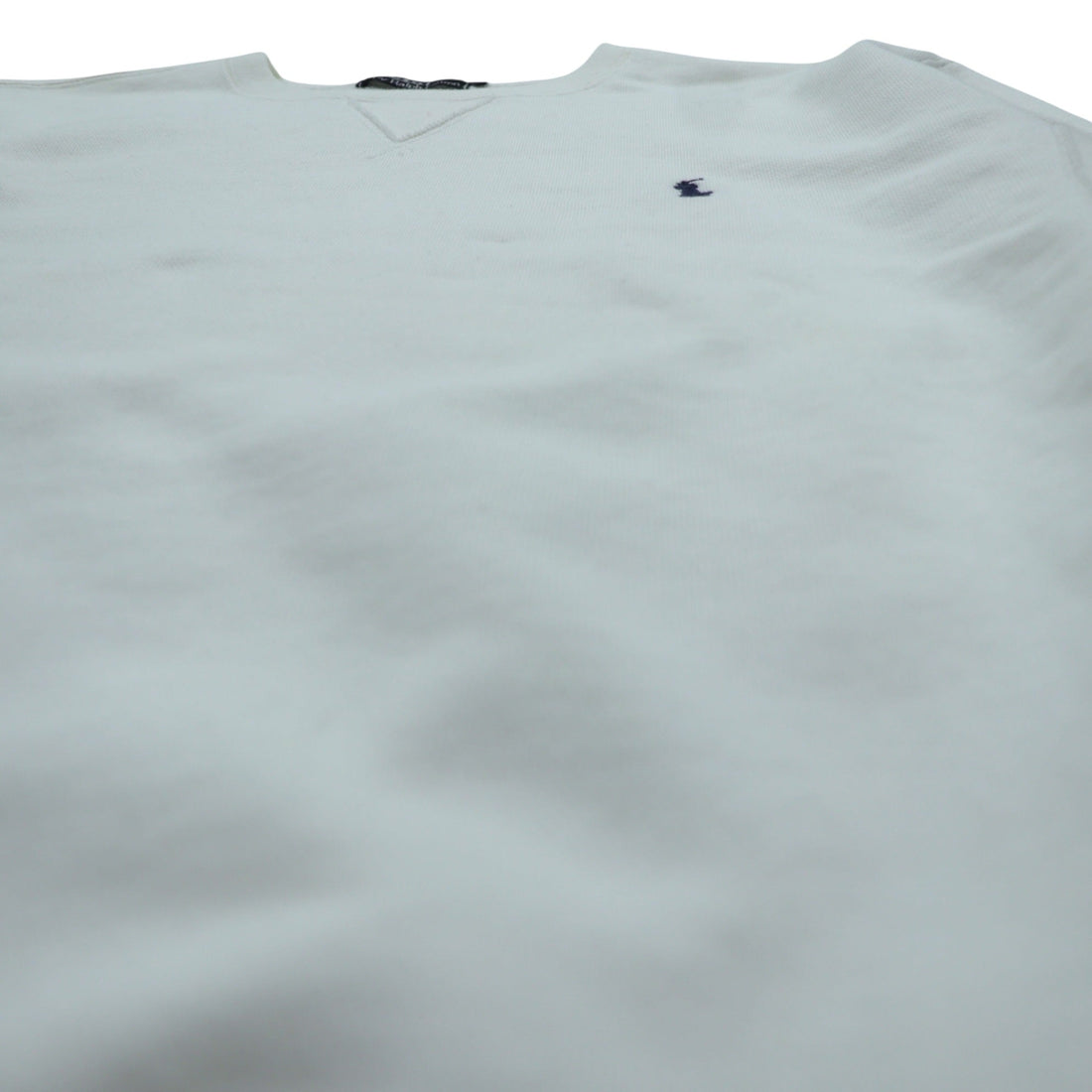 Polo Ralph Lauren 90s Front V Reverse Weave Sweatshirt, Size L, White, Small Pony Embroidery