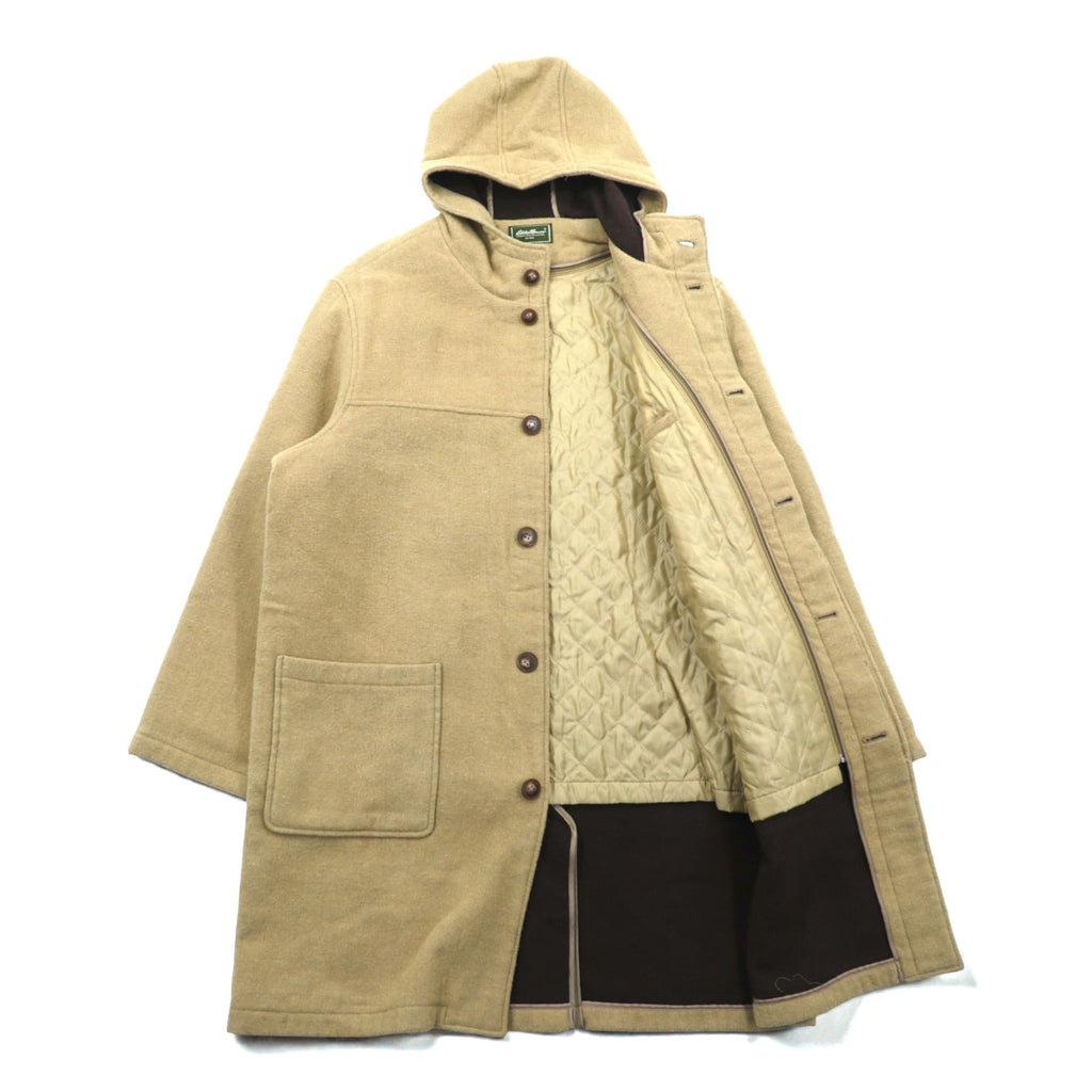Eddie Bauer 90年代 ウール フーデッドコート  L ベージュ キルティングライナー 着脱式