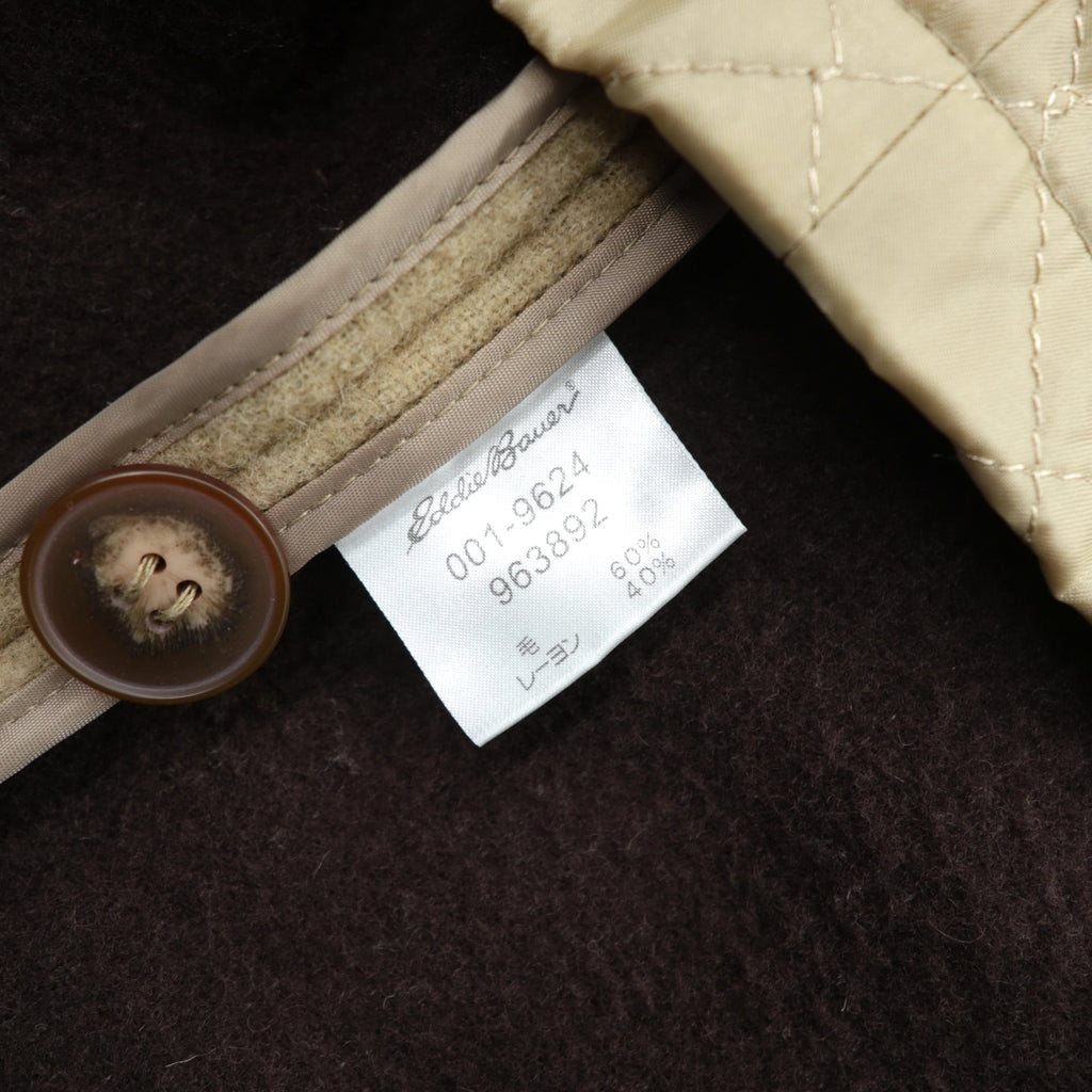 Eddie Bauer 90年代 ウール フーデッドコート  L ベージュ キルティングライナー 着脱式