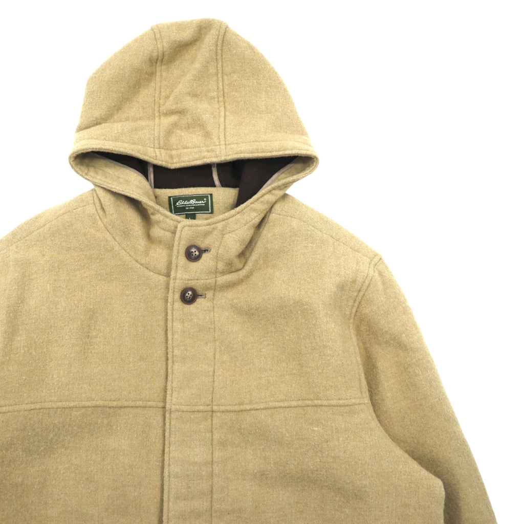 Eddie Bauer 90年代 ウール フーデッドコート  L ベージュ キルティングライナー 着脱式