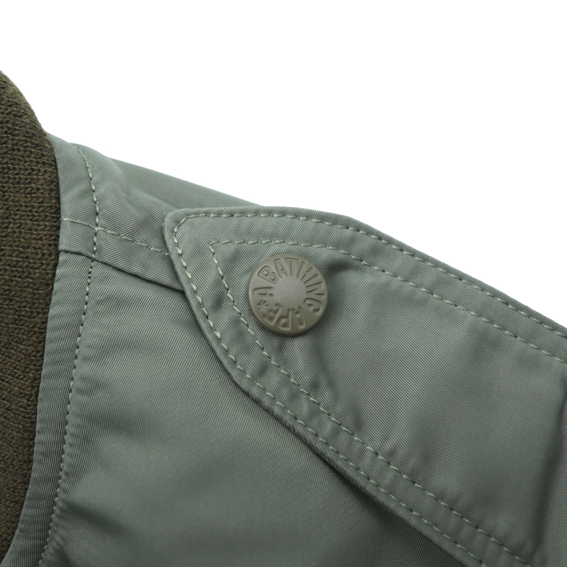 A BATHING APE L-2B フライトジャケット M カーキ ダブルジップ ナイロン エポレット ユーティリティポケット