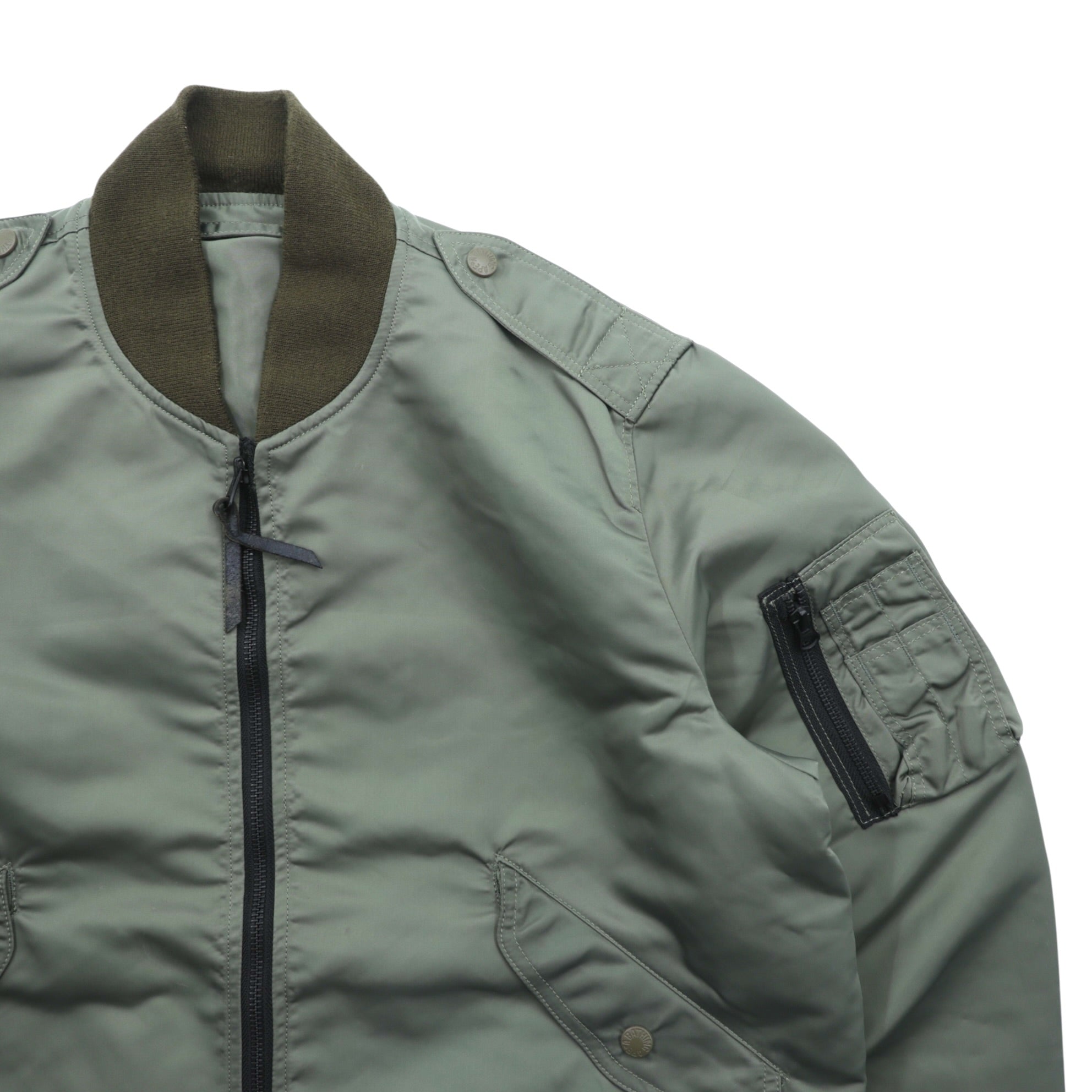 A BATHING APE L-2B フライトジャケット M カーキ ダブルジップ ナイロン エポレット ユーティリティポケット