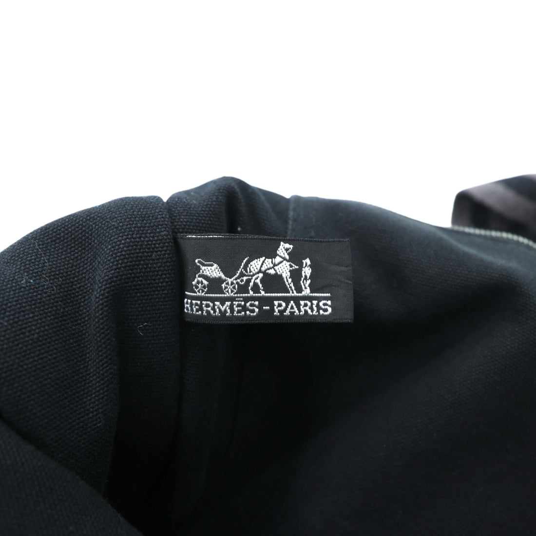 HERMES Made in France Fourre-Tout MM Tote Bag Black Cotton Canvas