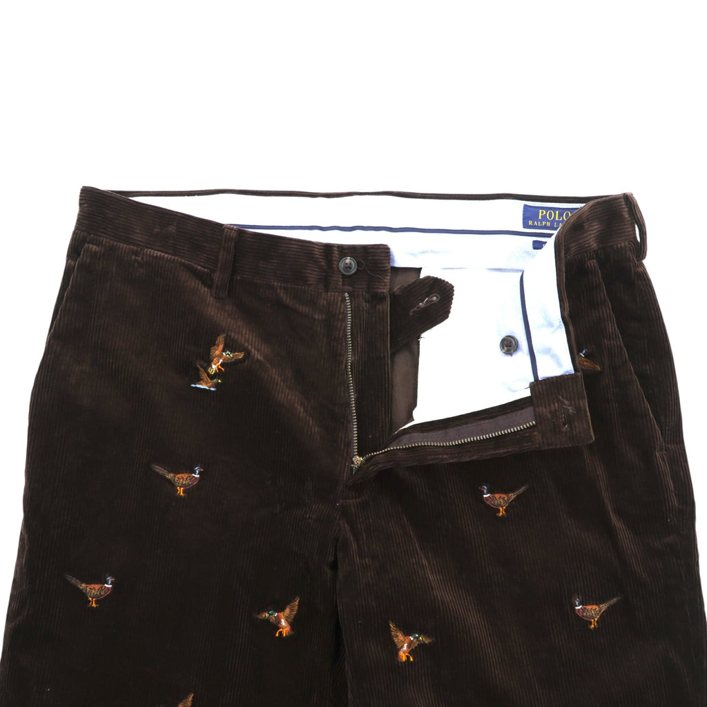 Polo Ralph Lauren コーデュロイ チノパンツ CLASSIC FIT スラックス L ブラウン 刺繍 アニマル 総柄 ハンティング