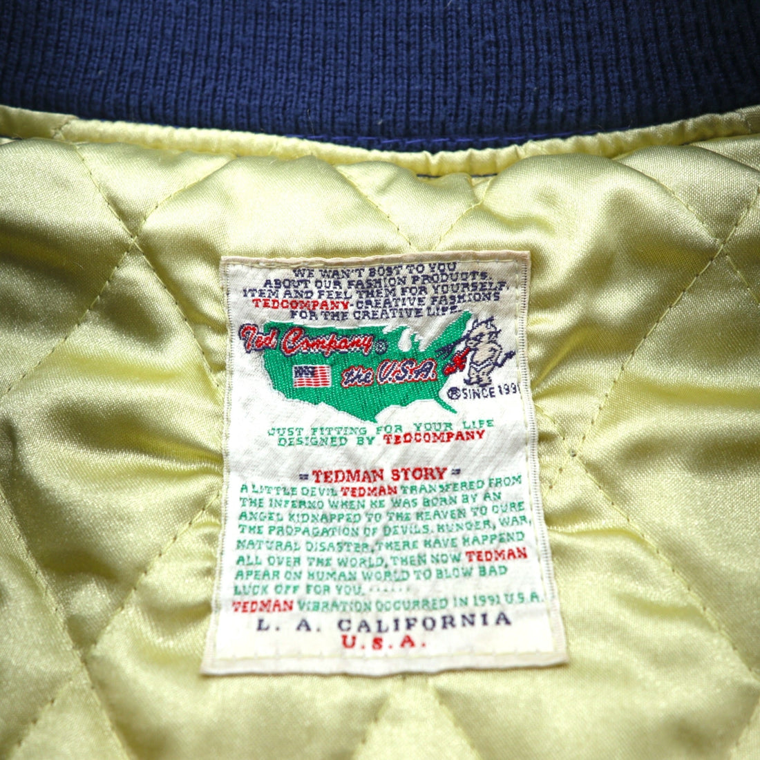 TEDMAN 90年代 TSK-013 第13作目 リバーシブル スカジャン L ブルー ナイロン TED COMPANY 虎 飛行機 US AIRBORNE 刺繍