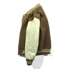 McGREGOR 90年代 袖レザー 切替 クラシック スタジャン M ブラウン ベージュ ウール 牛革 日本製