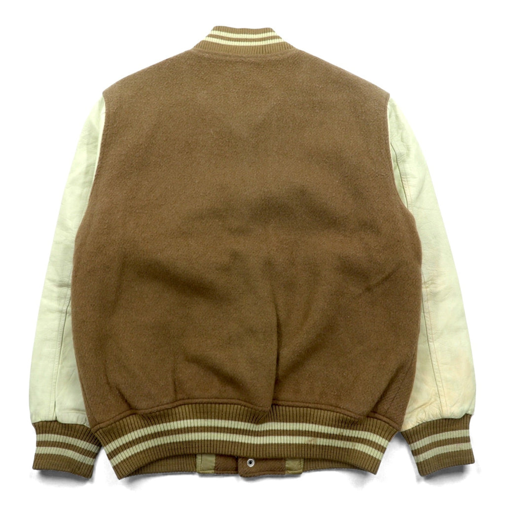 McGREGOR 90年代 袖レザー 切替 クラシック スタジャン M ブラウン ベージュ ウール 牛革 日本製