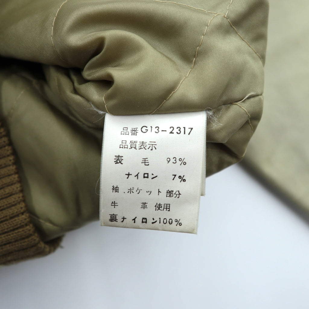 McGREGOR 90年代 袖レザー 切替 クラシック スタジャン M ブラウン ベージュ ウール 牛革 日本製