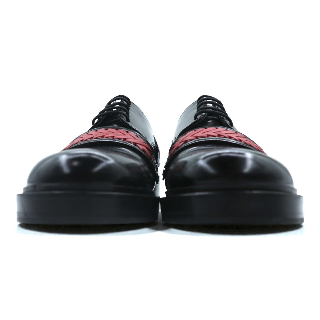 EMPORIO ARMANI コレクションライン 編み込み ドレスシューズ 26cm 厚底 ブラック レザー 本革 X4C503 XL404