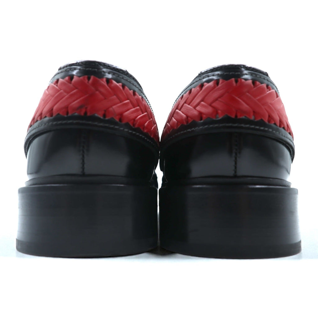 EMPORIO ARMANI コレクションライン 編み込み ドレスシューズ 26cm 厚底 ブラック レザー 本革 X4C503 XL404