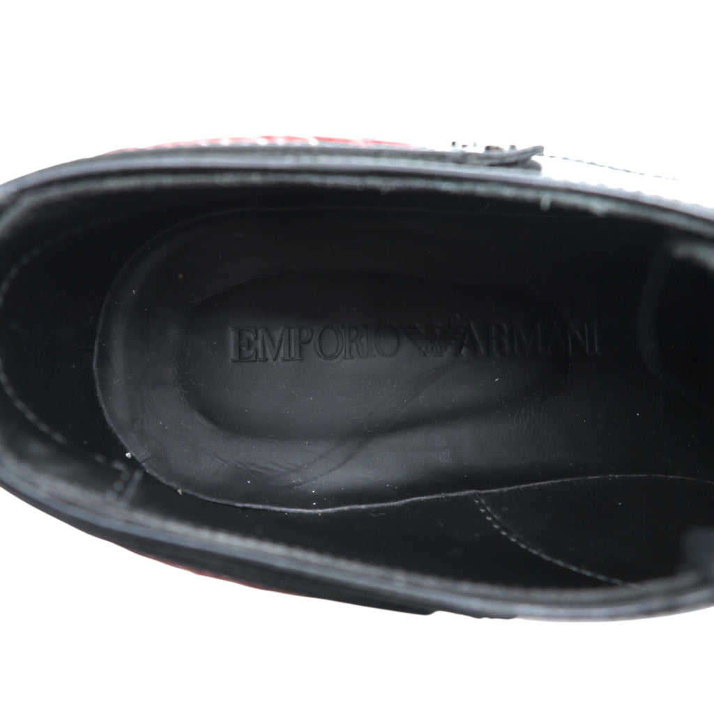 EMPORIO ARMANI コレクションライン 編み込み ドレスシューズ 26cm 厚底 ブラック レザー 本革 X4C503 XL404