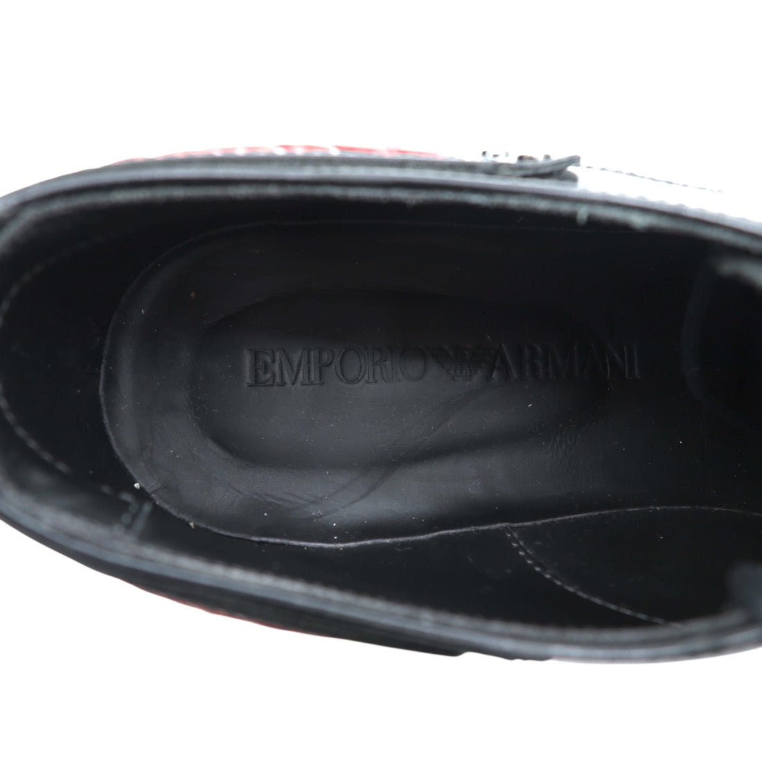 EMPORIO ARMANI コレクションライン 編み込み ドレスシューズ 26cm 厚底 ブラック レザー 本革 X4C503 XL404