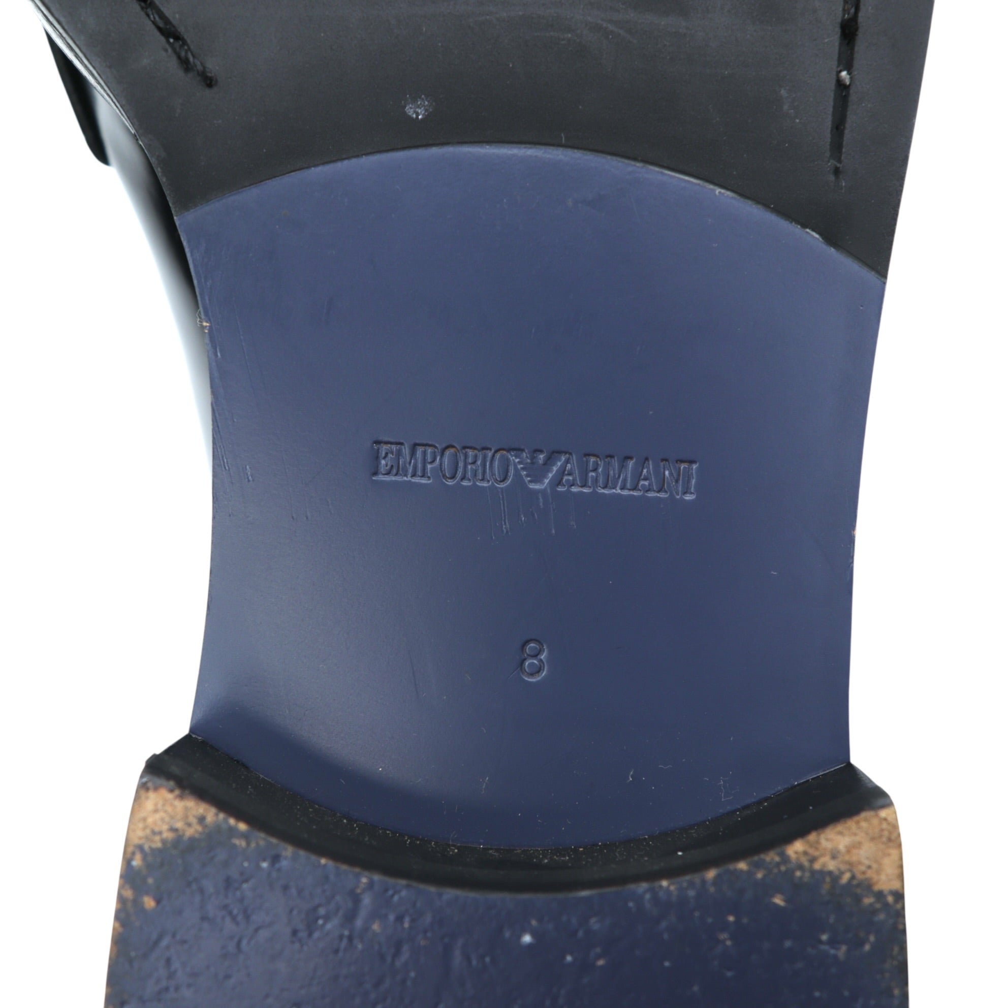 EMPORIO ARMANI コレクションライン 編み込み ドレスシューズ 26cm 厚底 ブラック レザー 本革 X4C503 XL404