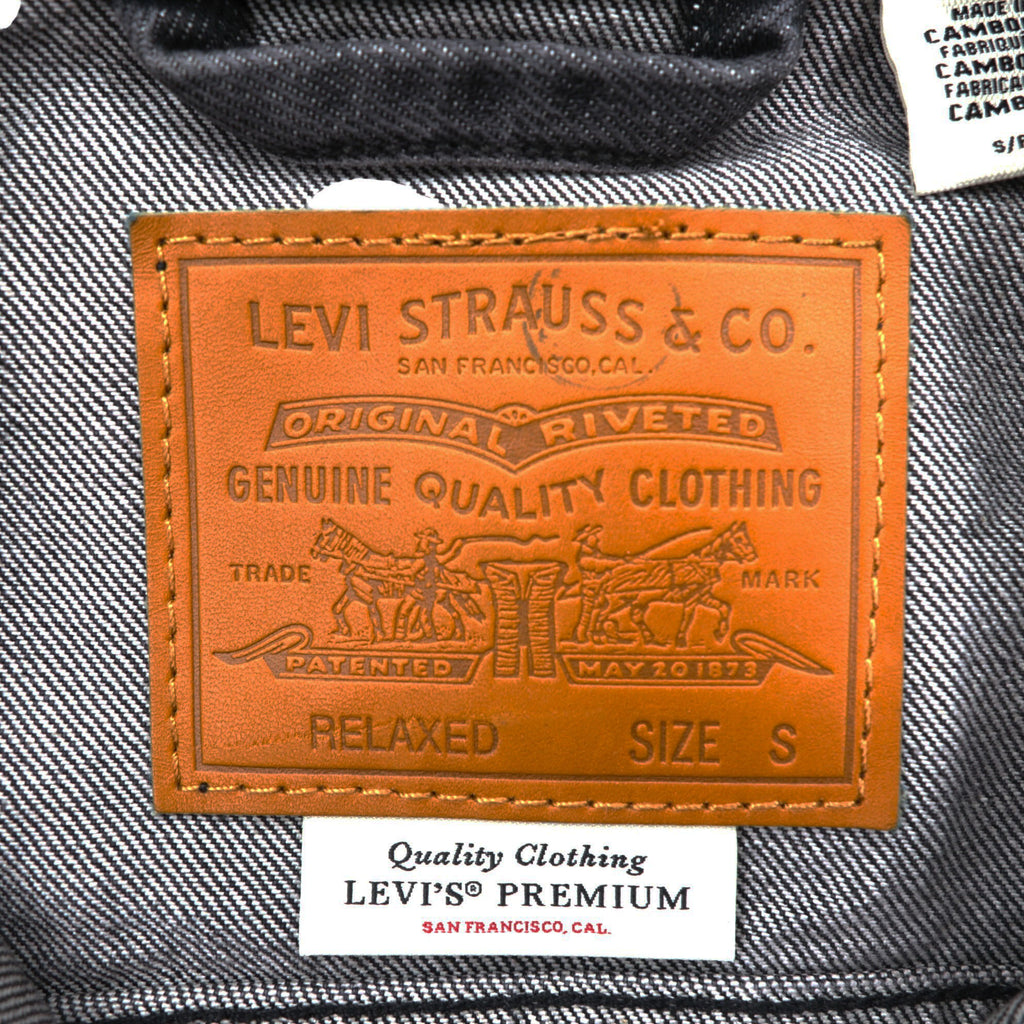 Levi's 大戦モデル 1st タイプ ビッグE デニム トラッカージャケット Gジャン S ブラック TYPE 1 短丈 ビッグサイズ シンチバック ダブルプリーツ PREMIUM A3174-0000