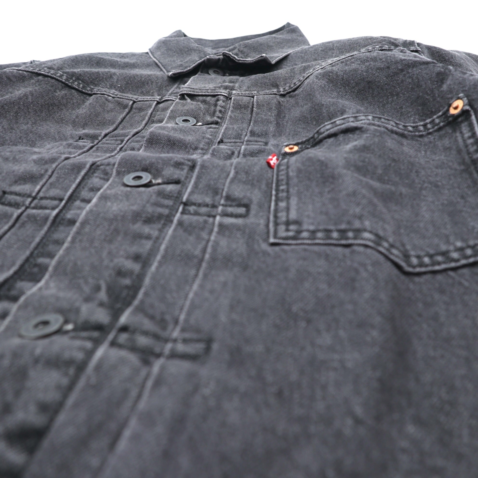 Levi's PREMIUM 1st タイプ 大戦モデル ビッグE デニム トラッカージャケット Gジャン S ブラック TYPE1 短丈 ビッグサイズ シンチバック ダブルプリーツ A3174-0000