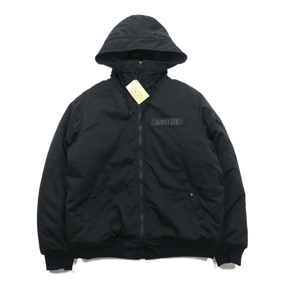 AVIREX Flight Jacket L Black Polyester 783-4252050 Hooded Padded Unused