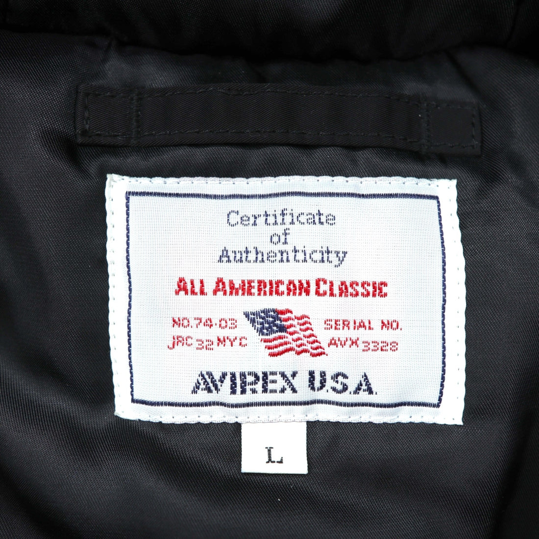 AVIREX Flight Jacket L Black Polyester 783-4252050 Hooded Padded Unused