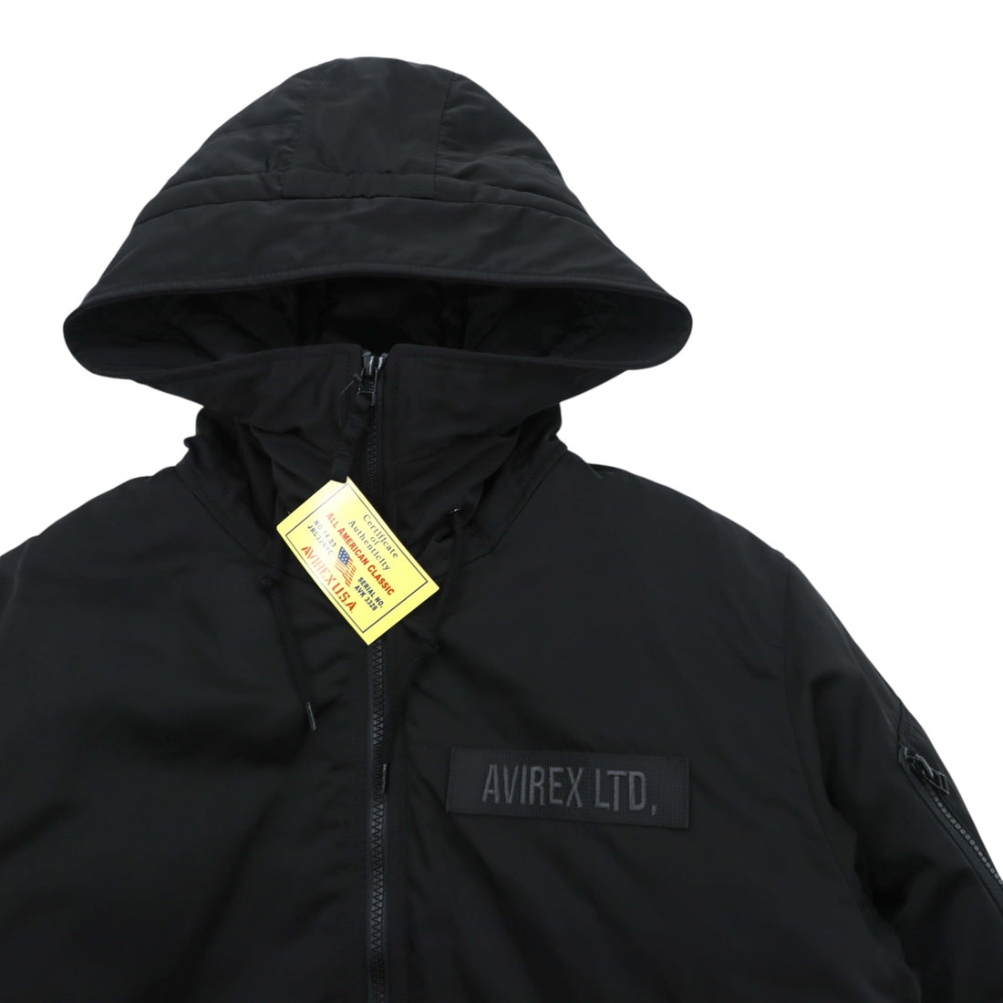 AVIREX Flight Jacket L Black Polyester 783-4252050 Hooded Padded Unused