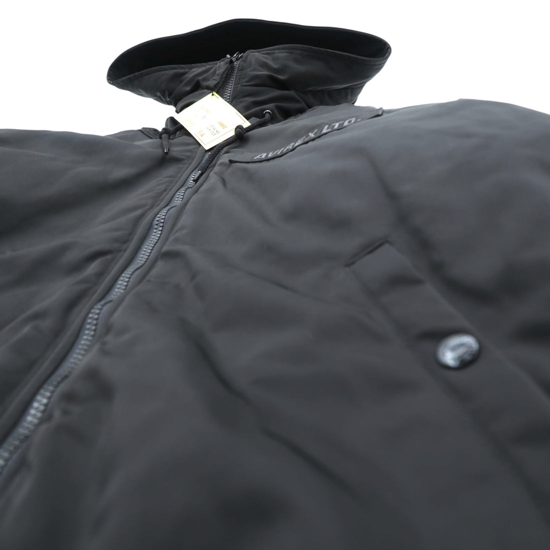 AVIREX Flight Jacket L Black Polyester 783-4252050 Hooded Padded Unused