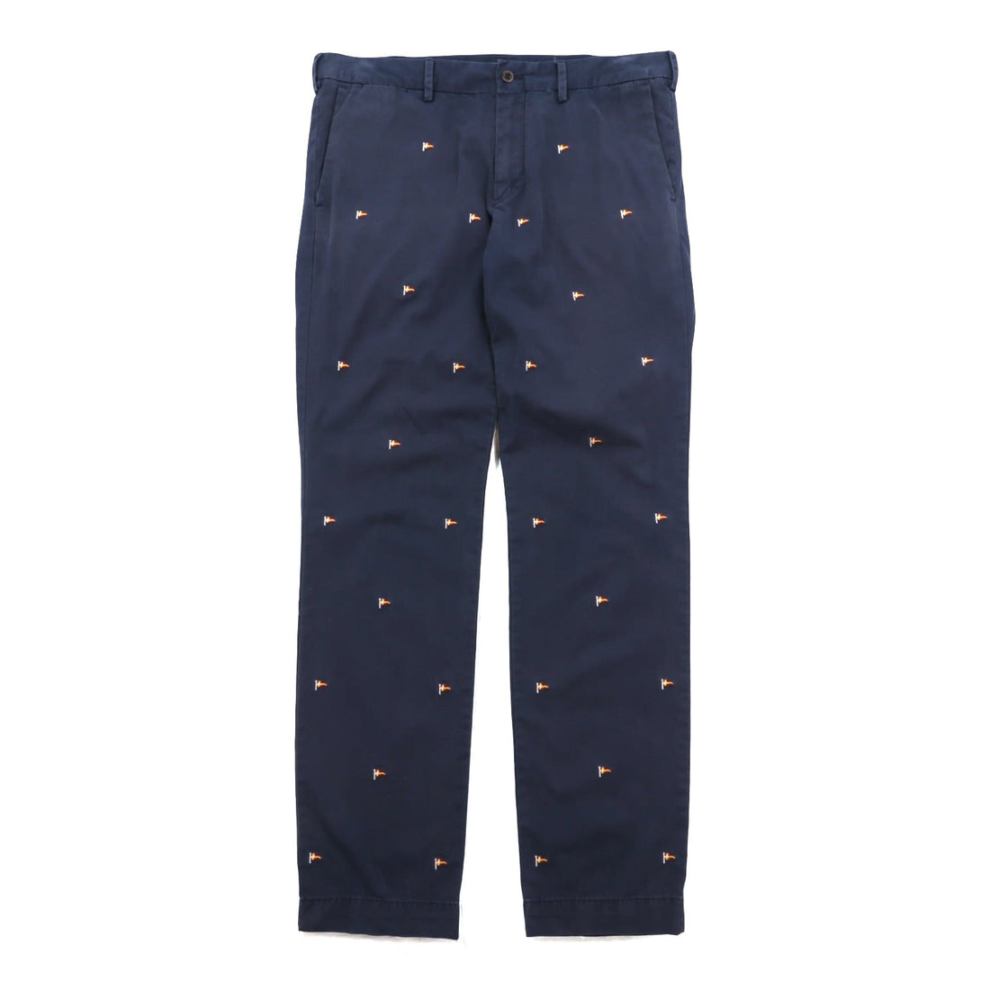 Polo Ralph Lauren チノパンツ ワークパンツ L ネイビー 総柄 フラッグ 刺繍 SLIM FIT