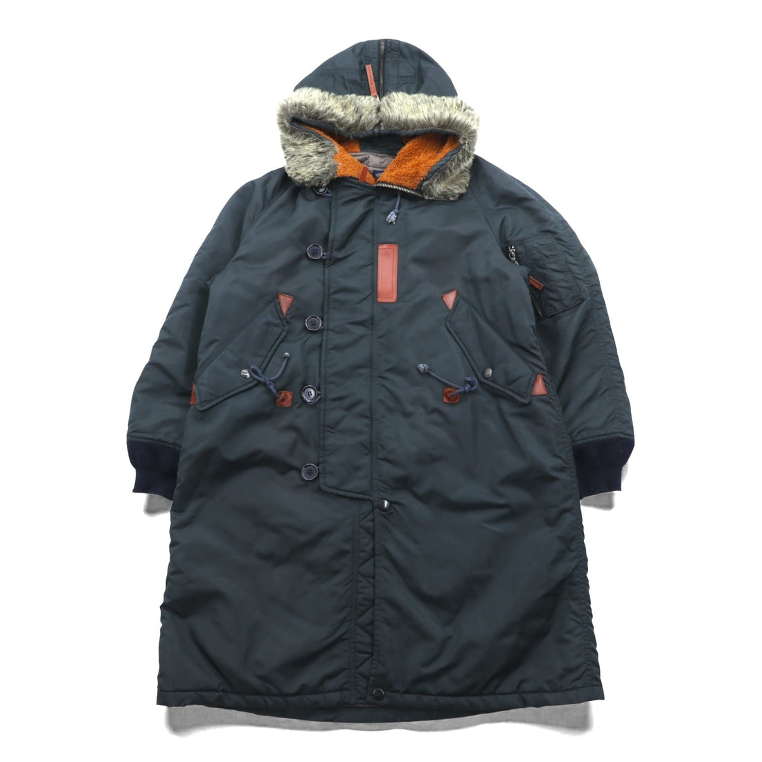 MONSIEUR NICOLE 90s Made in Japan N-3B Flight Jacket, XL, Black Nylon, CLUB WORKERS Padded Drawcord Rabbit Hoodie
