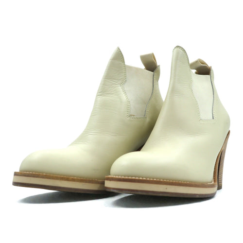 Acne Made in Italy Side Gore Booties, Size 24cm, Beige Leather, Genuine Leather