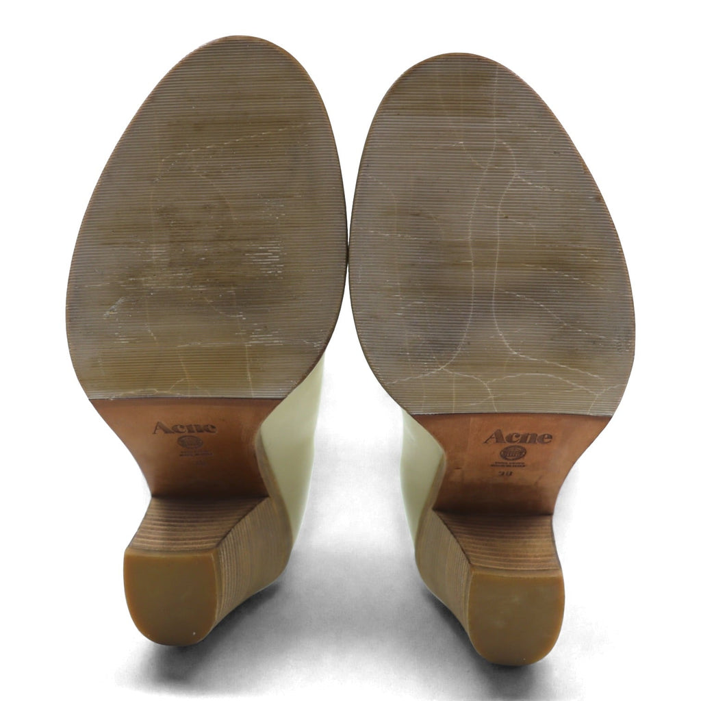 Acne イタリア製 サイドゴア ヒールブーツ ブーティ 24cm ベージュ レザー 本革 Acne Studios 旧ロゴ
