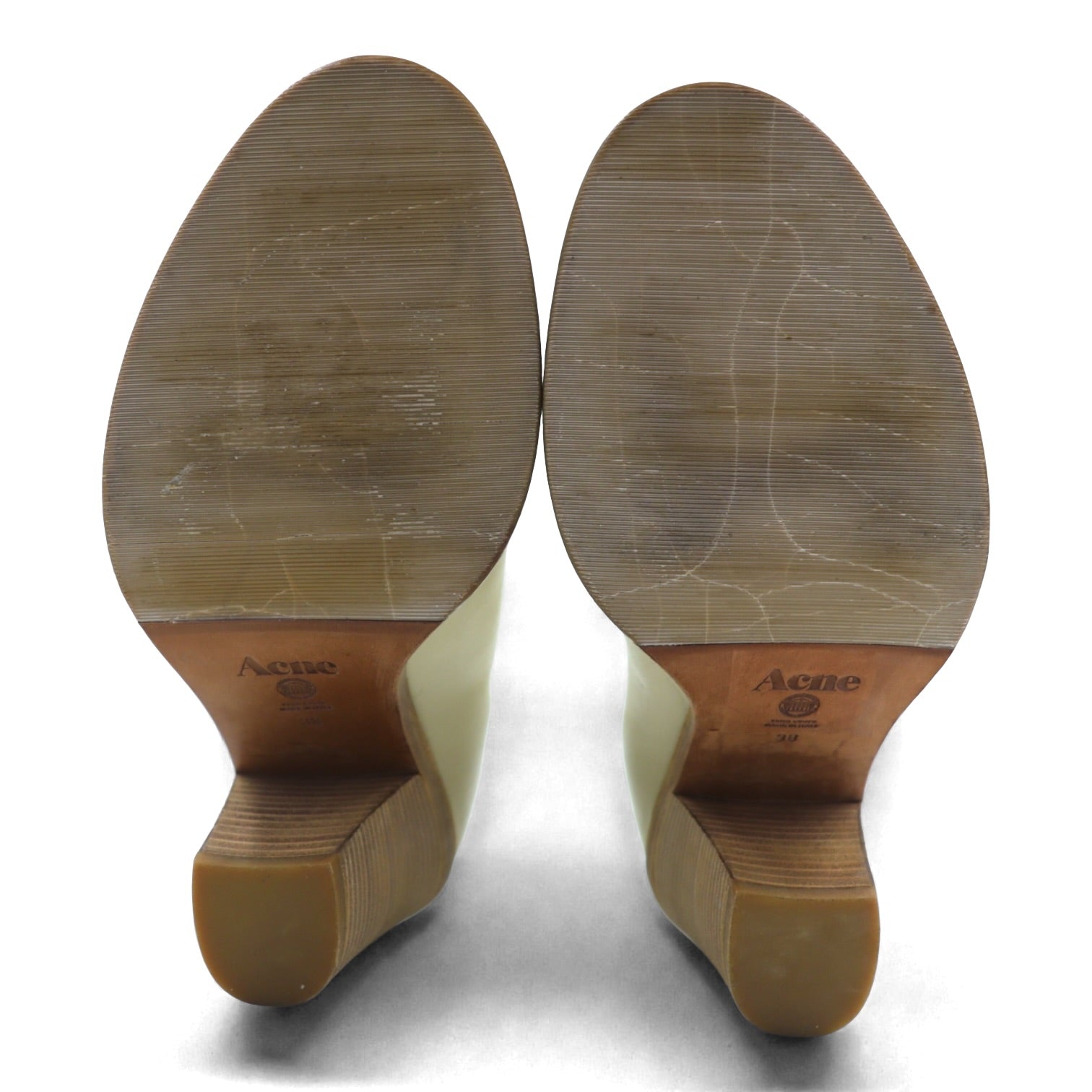 Acne イタリア製 サイドゴア ヒールブーツ ブーティ 24cm ベージュ レザー 本革 Acne Studios 旧ロゴ