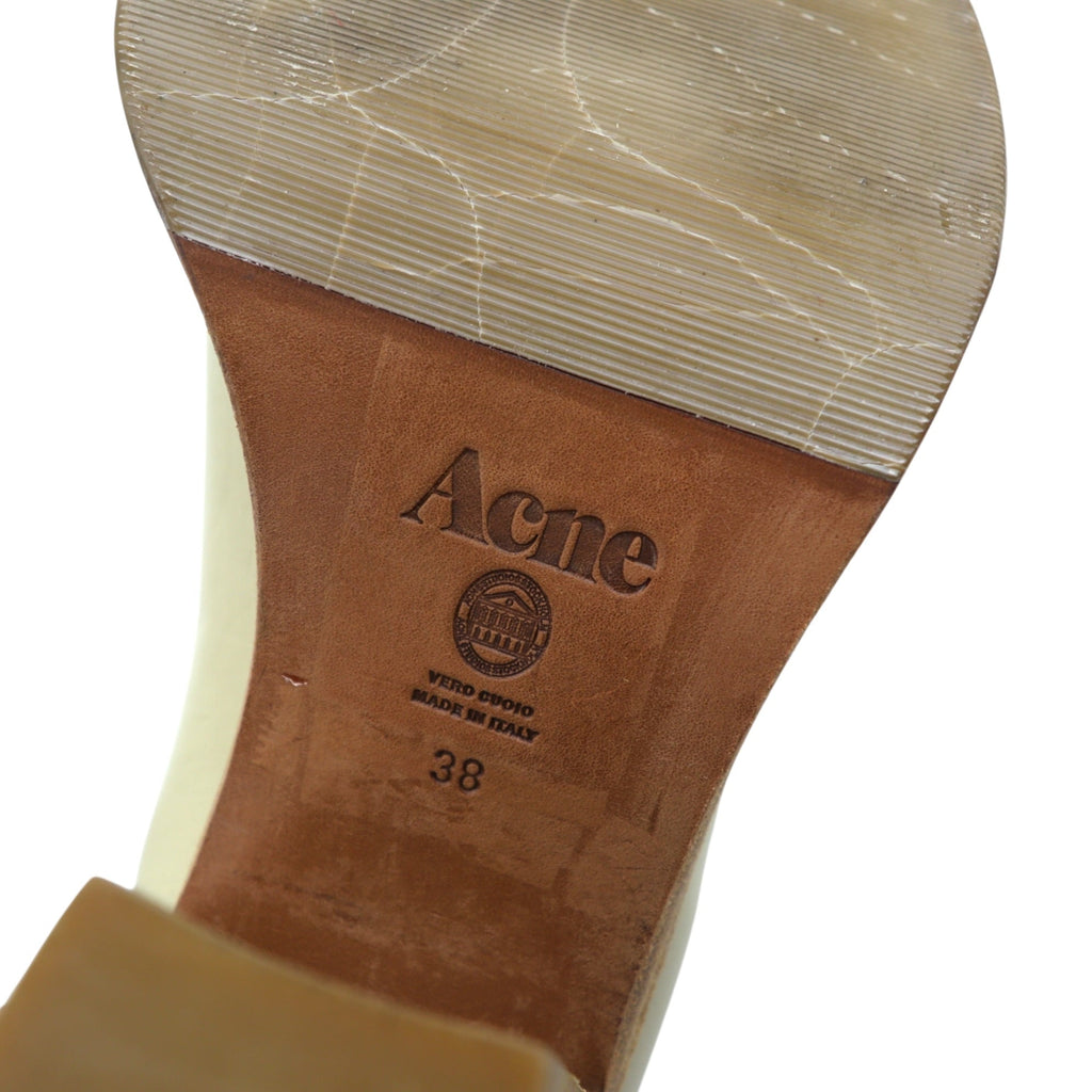 Acne イタリア製 サイドゴア ヒールブーツ ブーティ 24cm ベージュ レザー 本革 Acne Studios 旧ロゴ