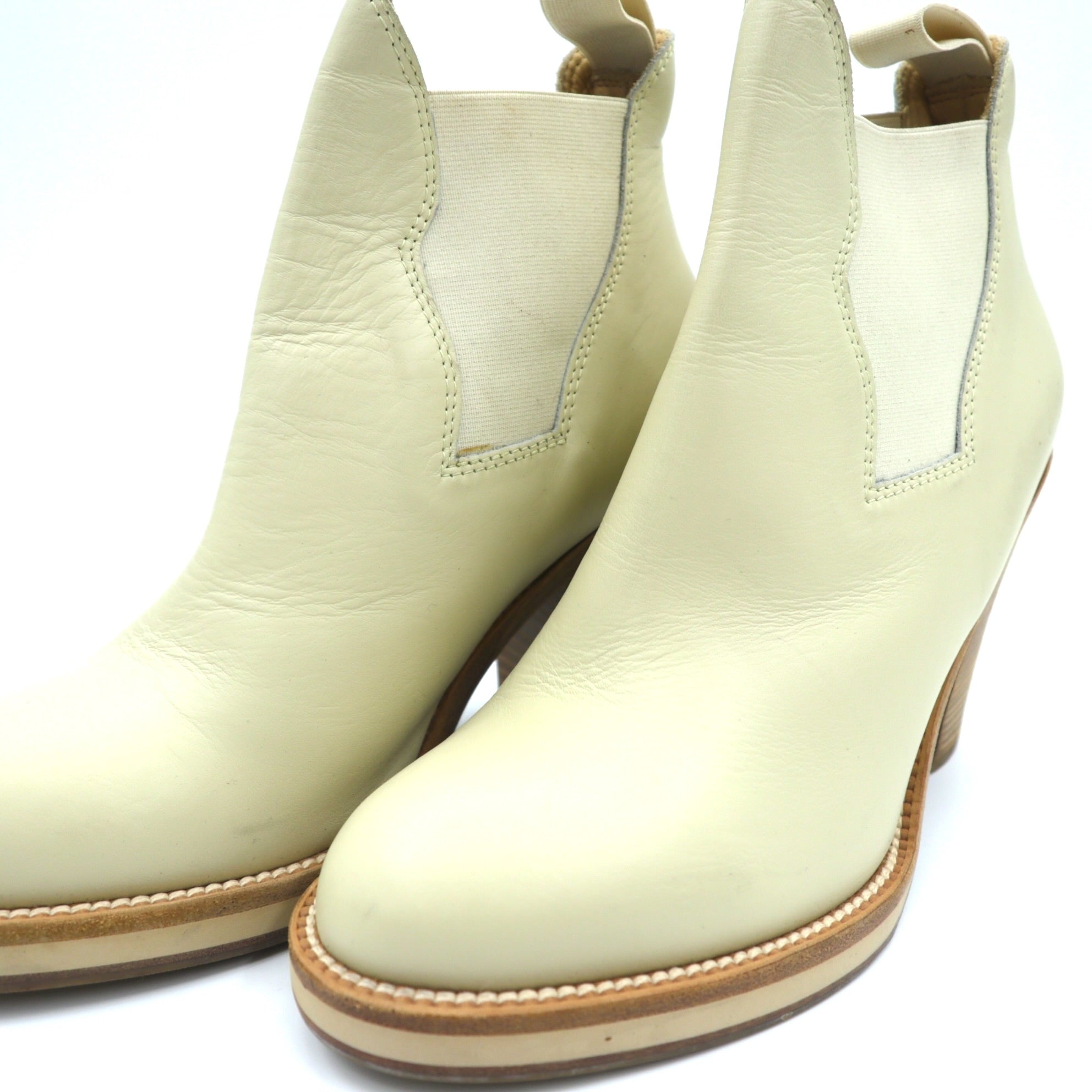 Acne イタリア製 サイドゴア ヒールブーツ ブーティ 24cm ベージュ レザー 本革 Acne Studios 旧ロゴ