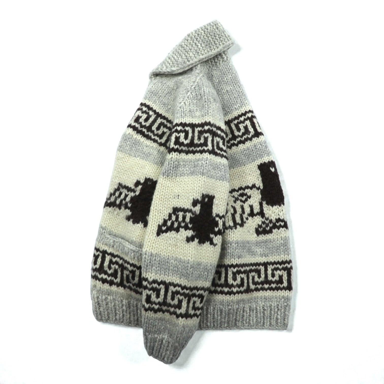 CANADIAN SWEATER 90年代 カナダ製 ヴィンテージ カウチンニット L ウール  サンダーバード ジップアップ カーディガン