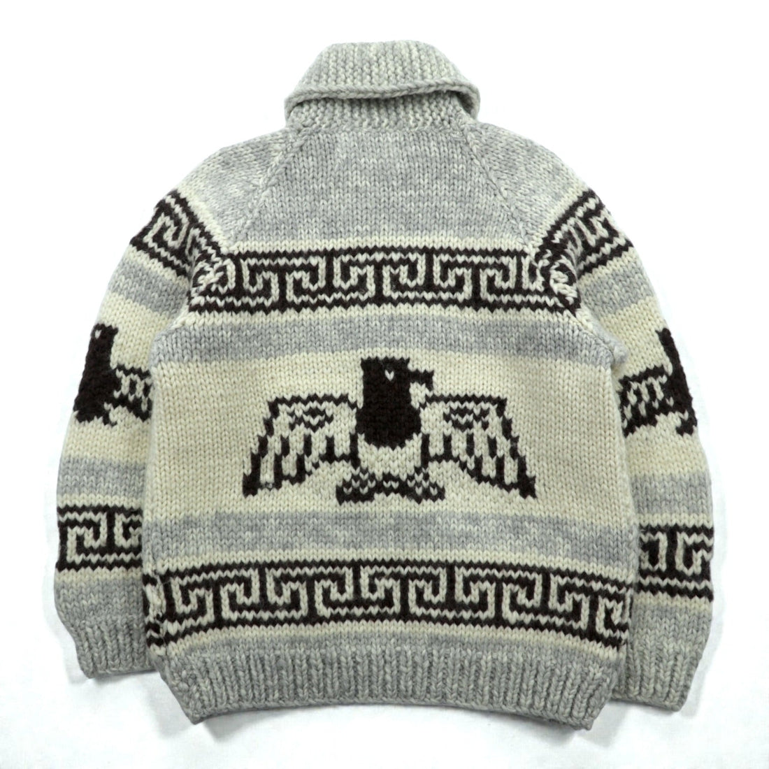 CANADIAN SWEATER 90年代 カナダ製 ヴィンテージ カウチンニット L ウール  サンダーバード ジップアップ カーディガン