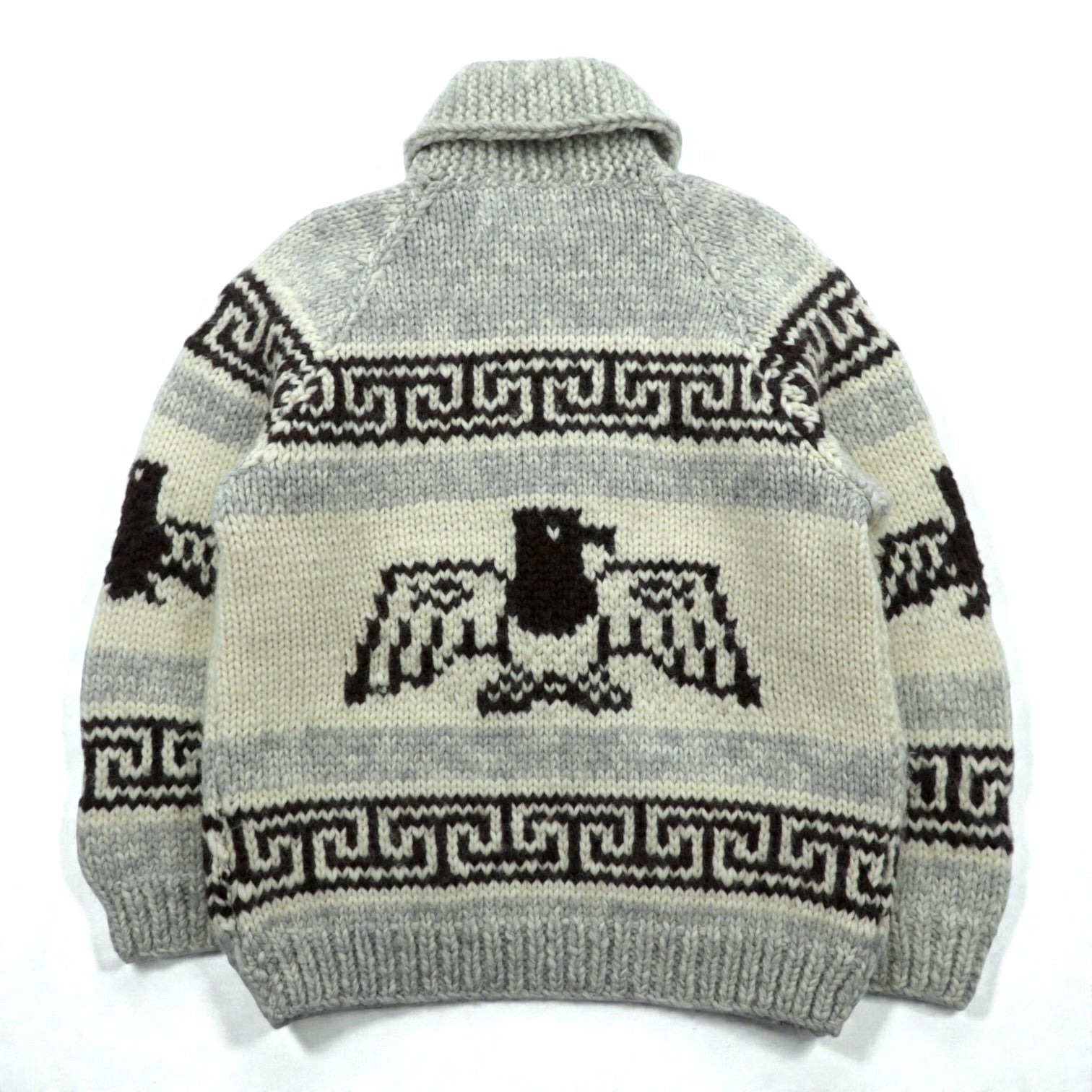 CANADIAN SWEATER 90年代 カナダ製 ヴィンテージ カウチンニット L ウール  サンダーバード ジップアップ カーディガン