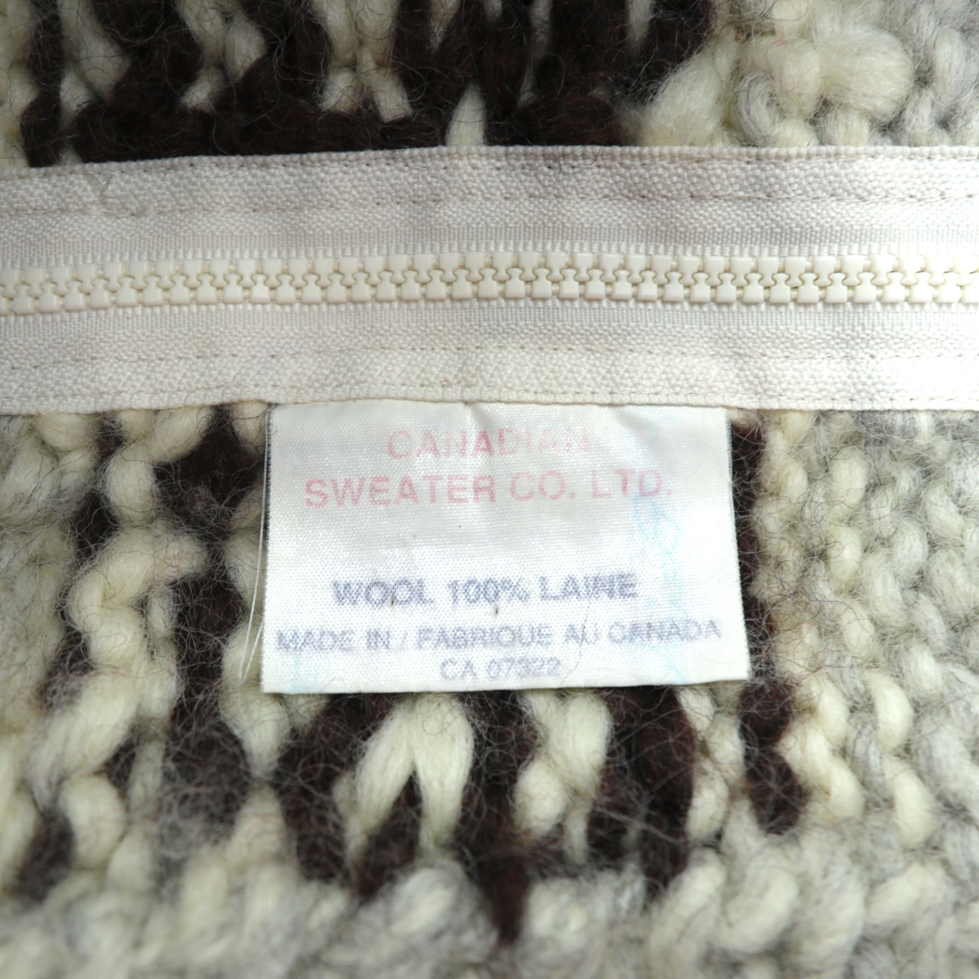 CANADIAN SWEATER 90年代 カナダ製 ヴィンテージ カウチンニット L ウール  サンダーバード ジップアップ カーディガン