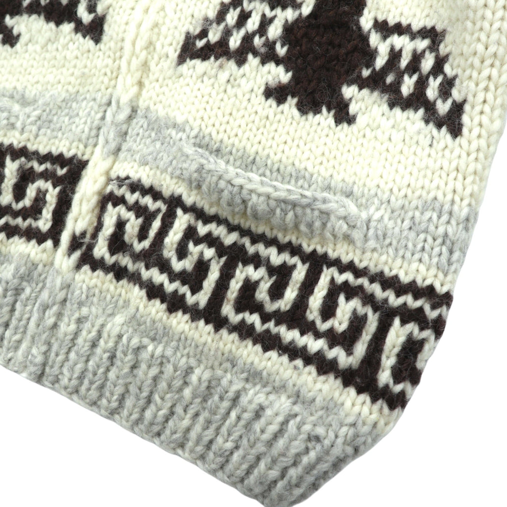 CANADIAN SWEATER 90年代 カナダ製 ヴィンテージ カウチンニット L ウール  サンダーバード ジップアップ カーディガン