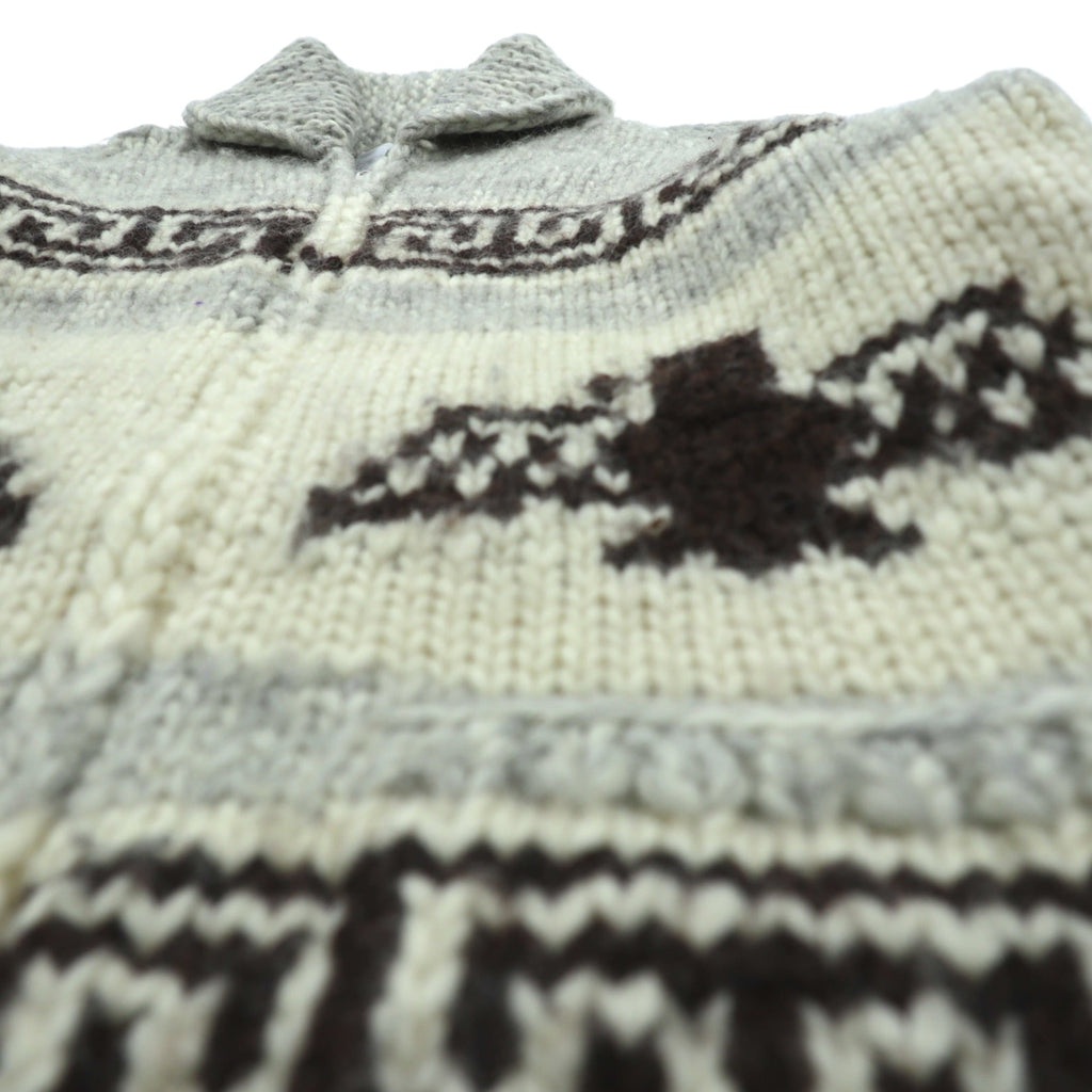 CANADIAN SWEATER 90年代 カナダ製 ヴィンテージ カウチンニット L ウール  サンダーバード ジップアップ カーディガン