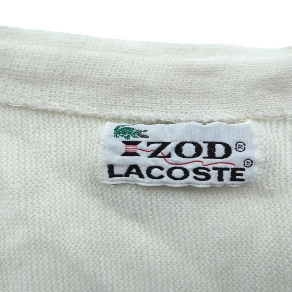 IZOD LACOSTE 70年代 USA製 ヴィンテージ アクリル ニット カーディガン L ホワイト 糸巻タグ ILGWUタグ UNION MADE