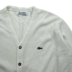 IZOD LACOSTE 70年代 USA製 ヴィンテージ アクリル ニット カーディガン L ホワイト 糸巻タグ ILGWUタグ UNION MADE