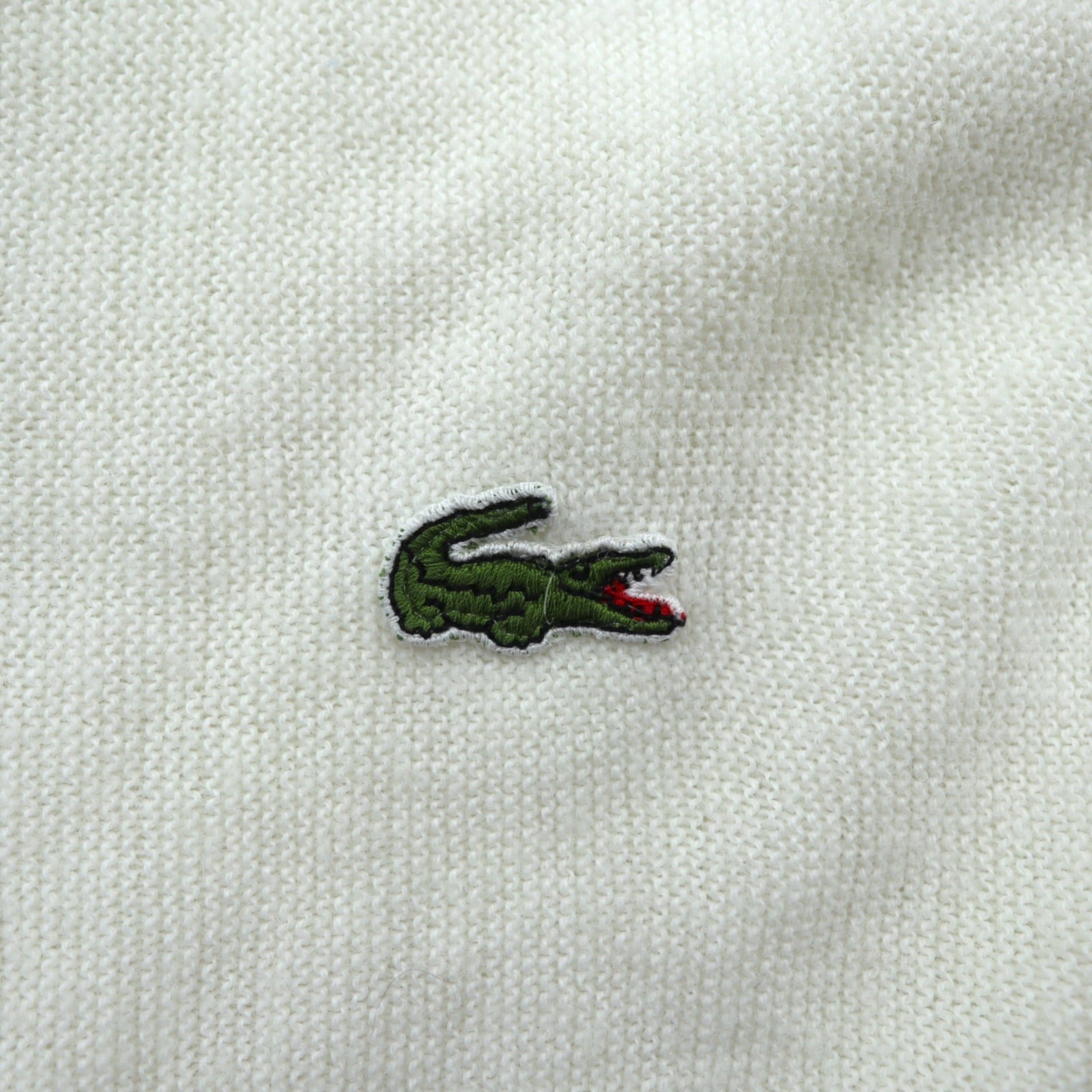 IZOD LACOSTE 70年代 USA製 ヴィンテージ アクリル ニット カーディガン L ホワイト 糸巻タグ ILGWUタグ UNION MADE