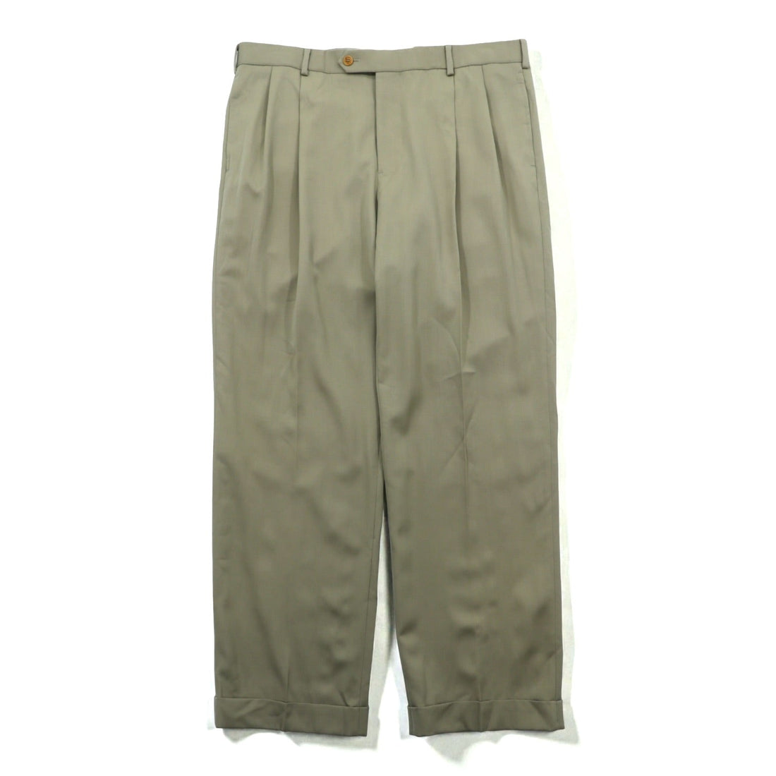 Brooks Brothers 2-Tuck Wide Slacks Pants, XL, Beige Wool Madison