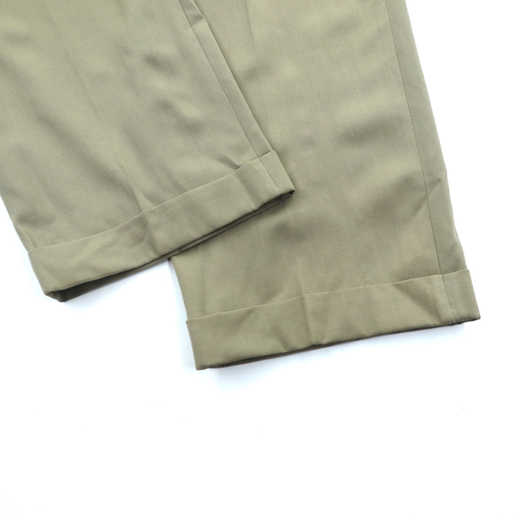 Brooks Brothers 2タック プリーツ ワイド スラックス パンツ XL ベージュ ウール ダブルカフス Madison
